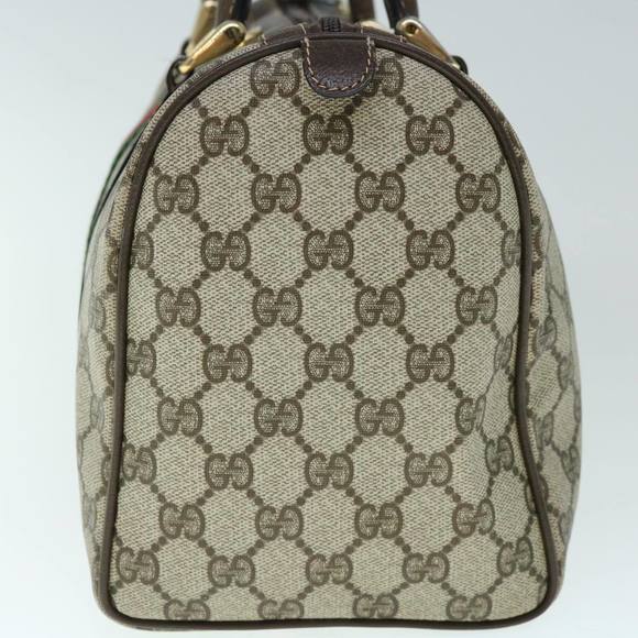 GUCCI GG Canvas Web Sherry Line Boston Bag PVC Beige Green Red Auth yk9774 - Picture 4 of 16